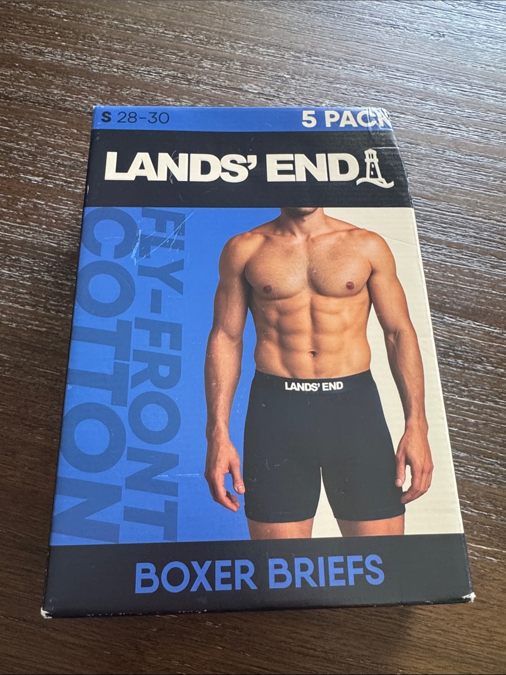 Lands' End Men's Cotton Fly-Front Boxer Briefs 5 Pack Size S 28-30